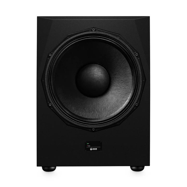 ADAM Audio Sub2100 21.5-inch powered studio subwoofer with black enclosure and control panel for professional audio monitoring
