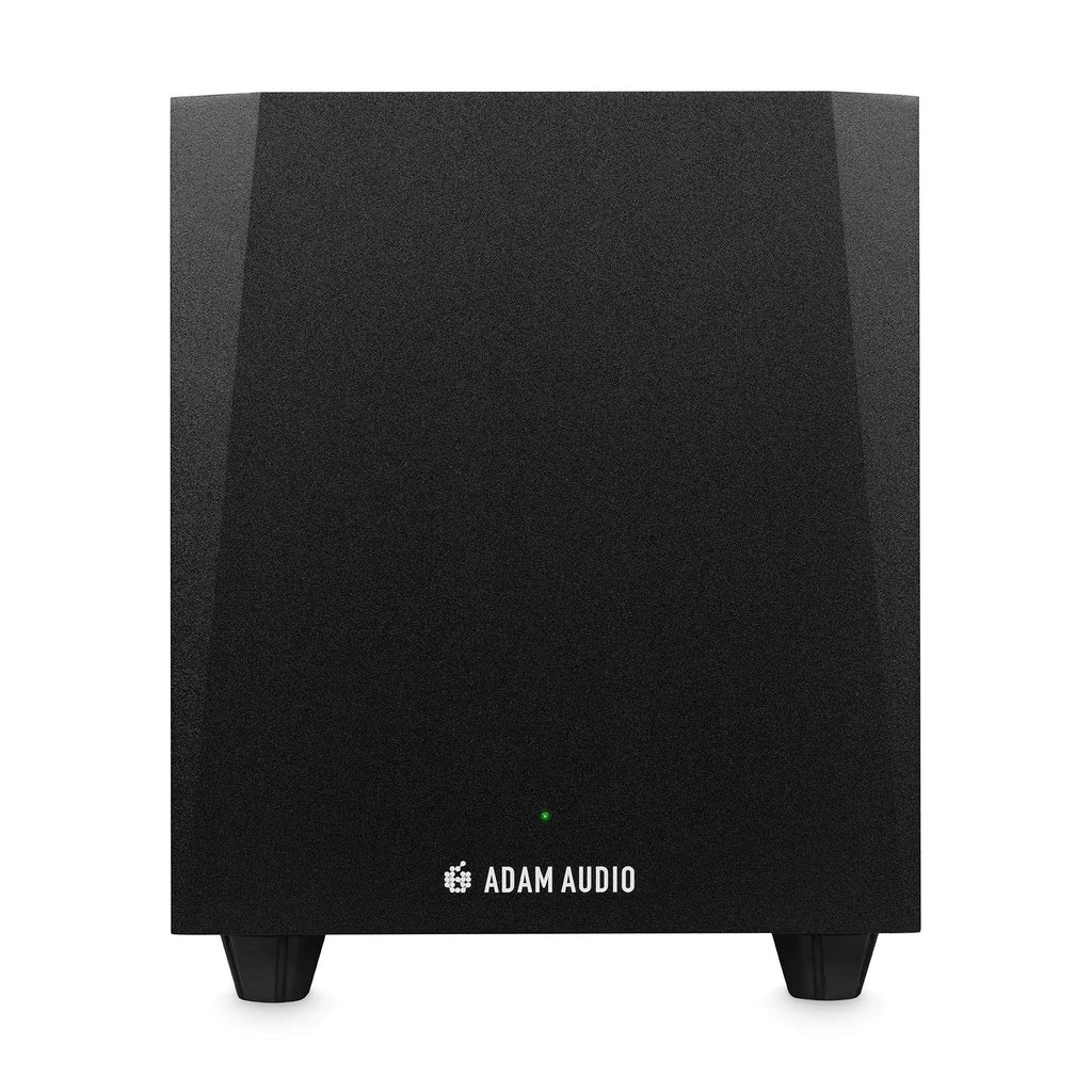 ADAM Audio T10S 130W 10-inch powered studio subwoofer with black enclosure and control panel for professional studio monitoring