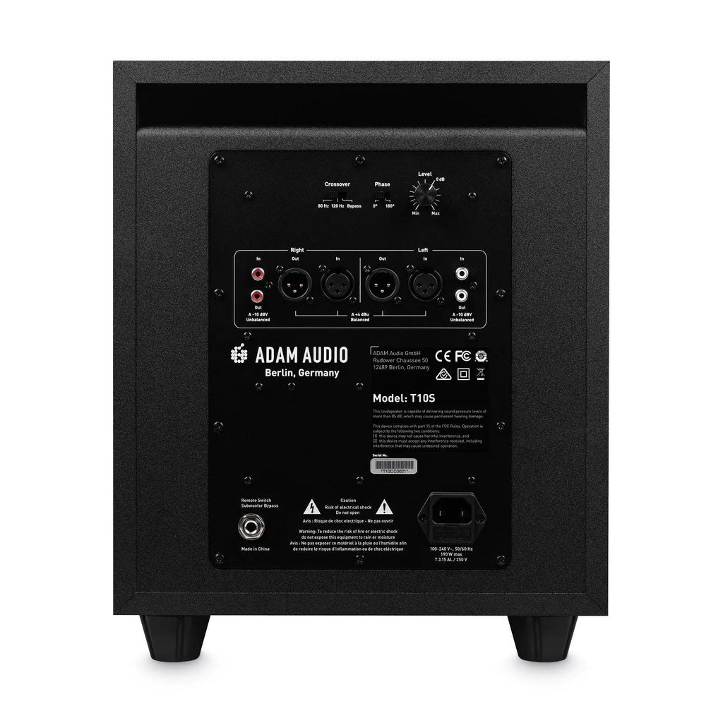 ADAM Audio T10S 130W powered studio subwoofer with 10-inch driver for accurate bass in professional studio monitors