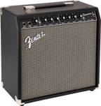 Fender Champion II 50 1x12" guitar combo amplifier with control knobs and speaker grille, showcasing its black finish and compact design.