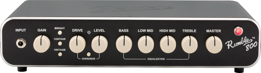 Fender Rumble 800 HD bass amplifier head with control knobs and digital display, designed for professional bass guitar amplification.