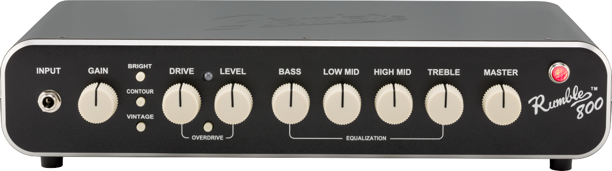 Fender Rumble 800 HD bass amplifier head with control knobs and digital display, designed for professional bass guitar amplification.