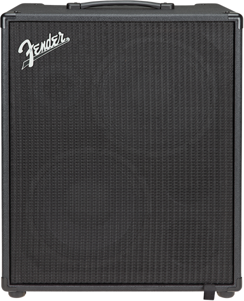 Fender Rumble Stage 800 bass guitar combo amplifier showing control panel and speaker grille, designed for bass amplification.