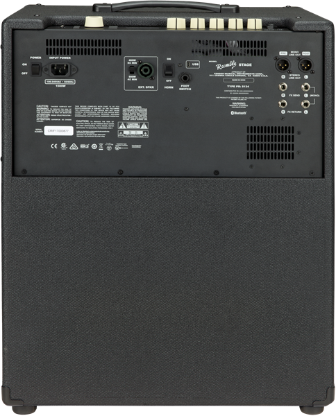 Fender Rumble Stage 800 bass guitar combo amplifier with control panel and speaker grille, designed for powerful bass sound.