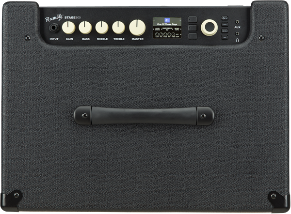 Fender Rumble Stage 800 bass guitar combo amplifier with control knobs and speaker grille, designed for bass players.
