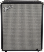 Fender Rumble 210 bass amplifier cabinet with dual speakers and black finish, designed for electric bass guitar amplification.