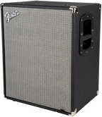 Fender Rumble 210 bass amplifier cabinet with two 10-inch speakers, black with control panel on top, designed for bass guitar amplification.