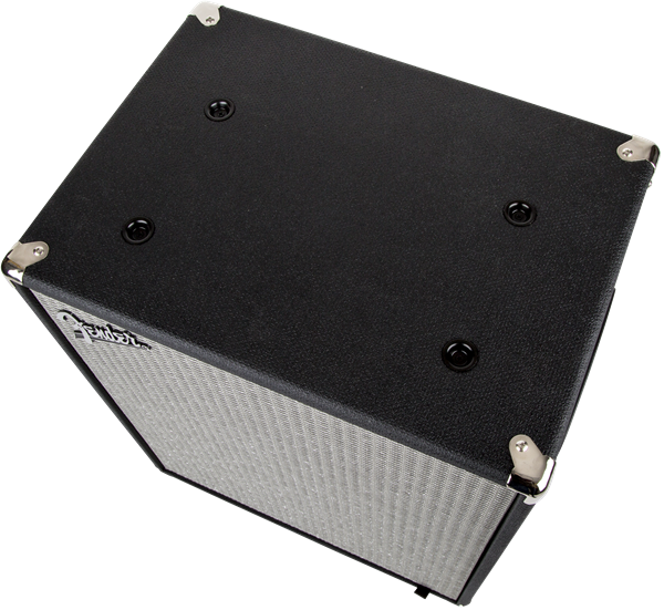 Fender Rumble 210 bass amplifier cab with two speaker speakers and sturdy black enclosure for powerful bass sound.