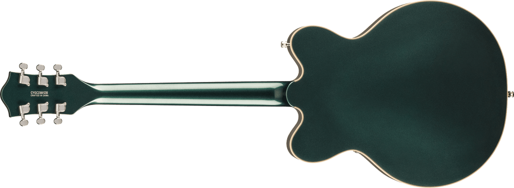 Gretsch G5622T Electromatic Cadillac Green electric guitar with double cutaway body and Bigsby tremolo bridge.