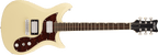 Gretsch Electromatic CVT double-cut electric guitar with vintage white finish and wraparound laurel fingerboard, body detail visible.