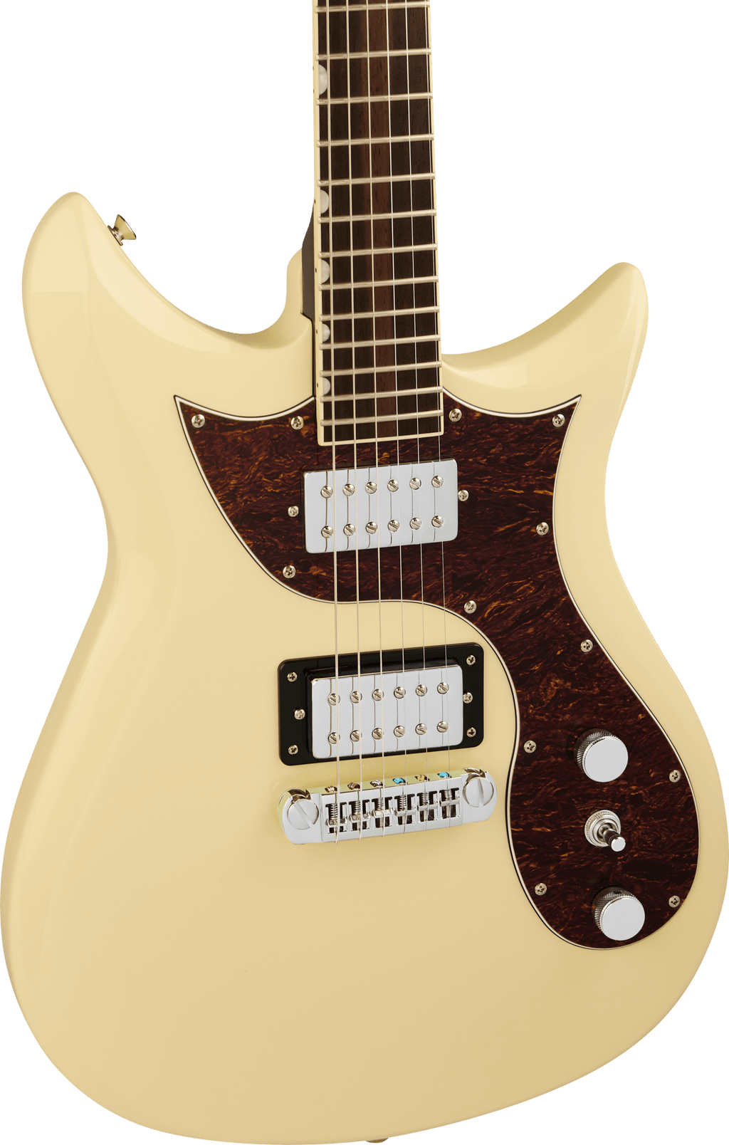 Gretsch Electromatic CVT double-cut electric guitar with vintage white finish and wraparound laurel fingerboard.