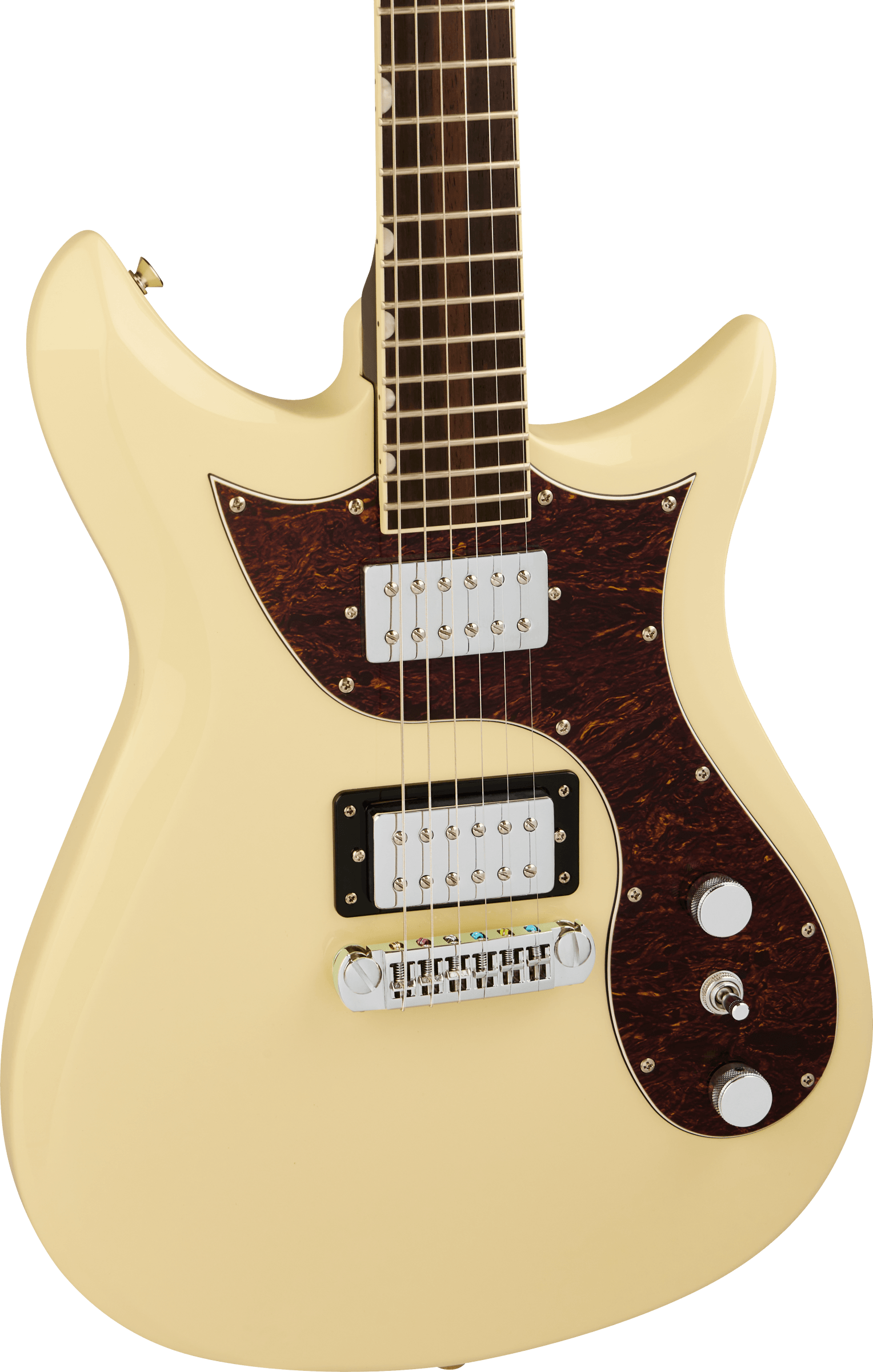 Gretsch Electromatic CVT double-cut electric guitar with vintage white finish and wraparound laurel fingerboard.