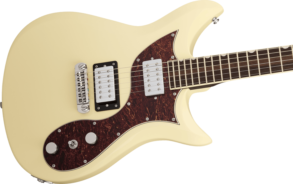 Gretsch Electromatic CVT Double-Cut electric guitar with vintage white finish and wraparound laurel fingerboard.