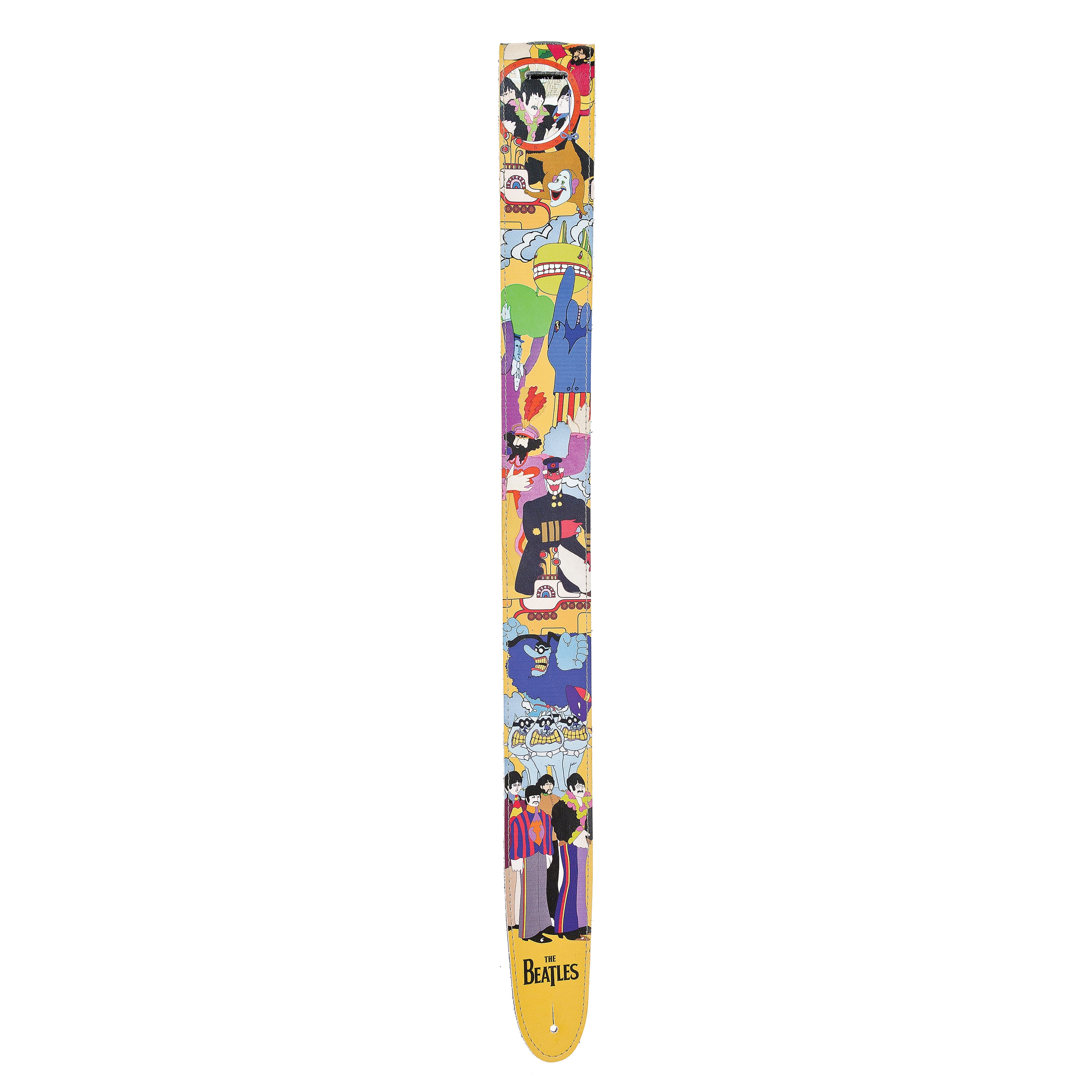 D'Addario 2.5 Beatles Yellow Submarine guitar strap featuring vibrant colors and iconic submarine design.