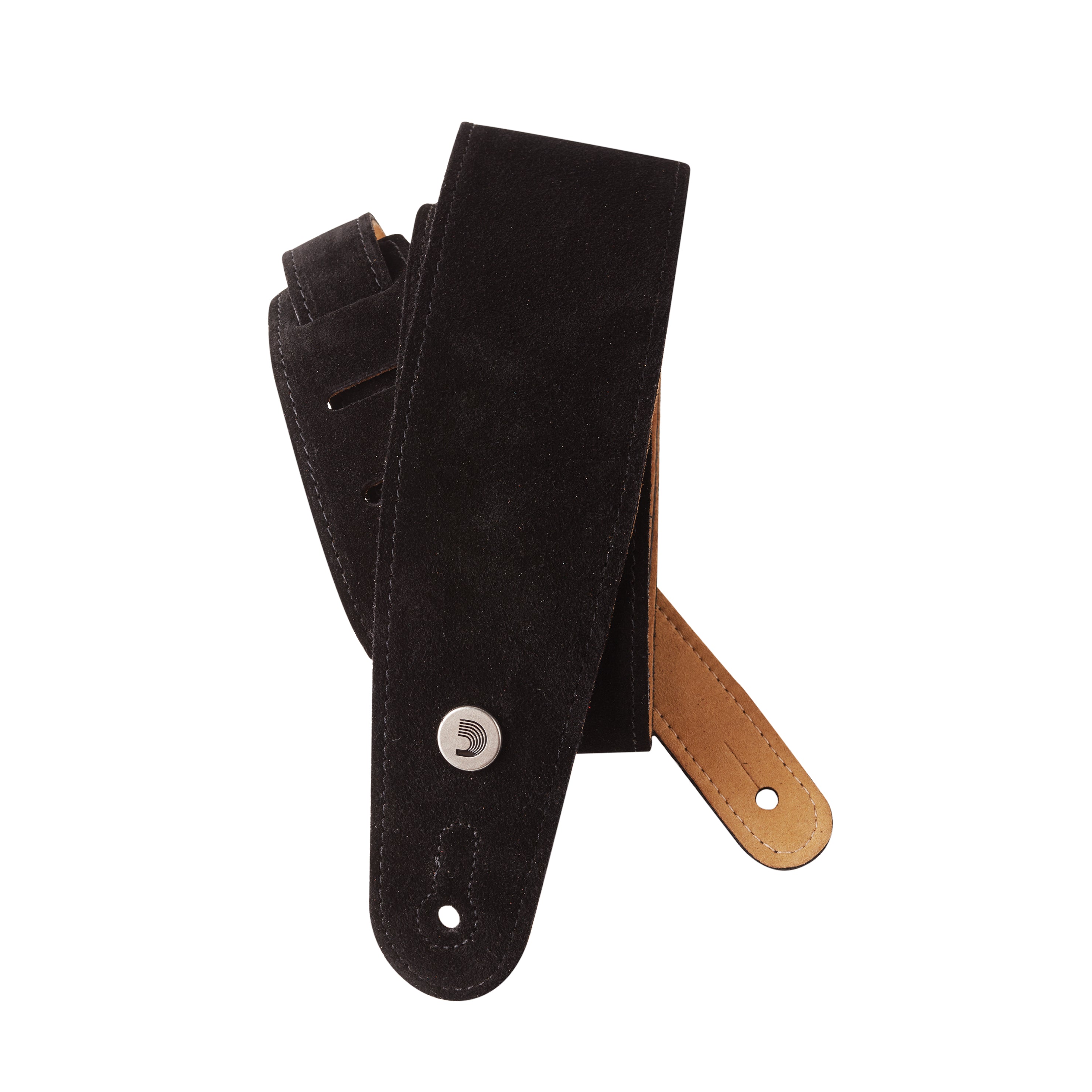 D'Addario Planet Waves 2.5 DX SDE ST BK black guitar strap with adjustable length and padded comfort for musicians.