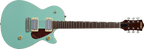 Gretsch Streamliner Jet Club electric guitar with mint metallic finish, single-cut design, wraparound bridge, and laurel fretboard.