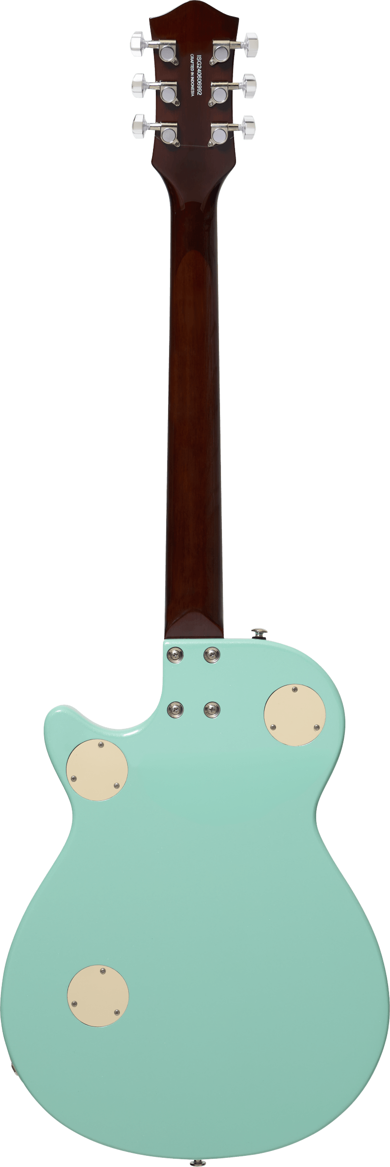Gretsch Streamliner Jet Club electric guitar in mint metallic finish with wraparound bridge and laurel fretboard, showcasing its sleek design.
