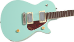 Gretsch Streamliner Jet Club electric guitar with mint metallic finish, single-cut design, wraparound bridge, and laurel fretboard.