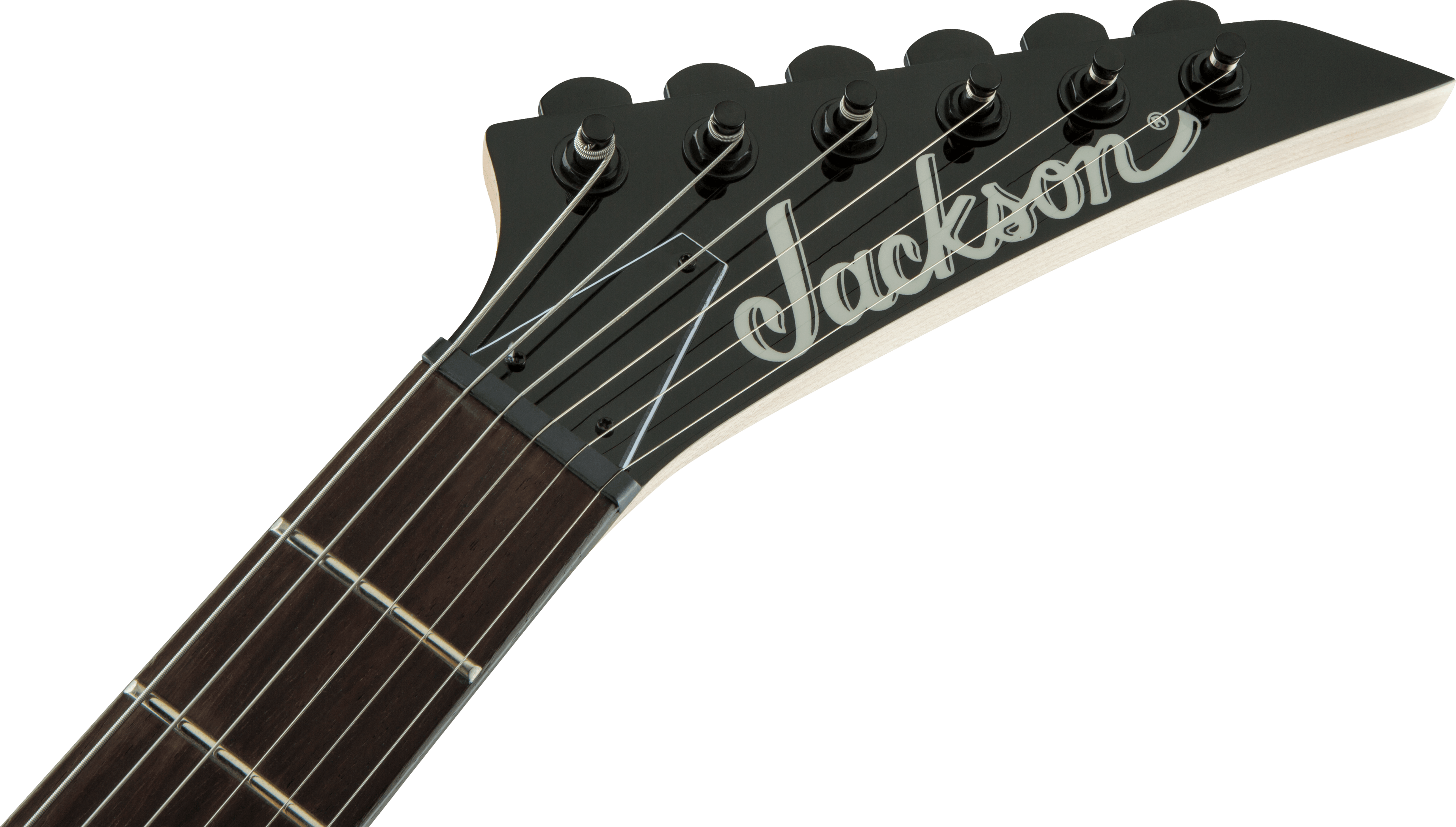 Jackson JS Dinky JS11 electric guitar with amaranth fretboard in gloss black, showcasing its sleek body and modern design.