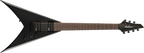 Jackson JS Series King V JS22-7 KV HT electric guitar in satin black with double-cutaway body and seven-string design.