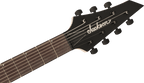 Jackson JS Series King V JS22-7 KV HT electric guitar in satin black with pointed V-shaped body and dual humbucker pickups.