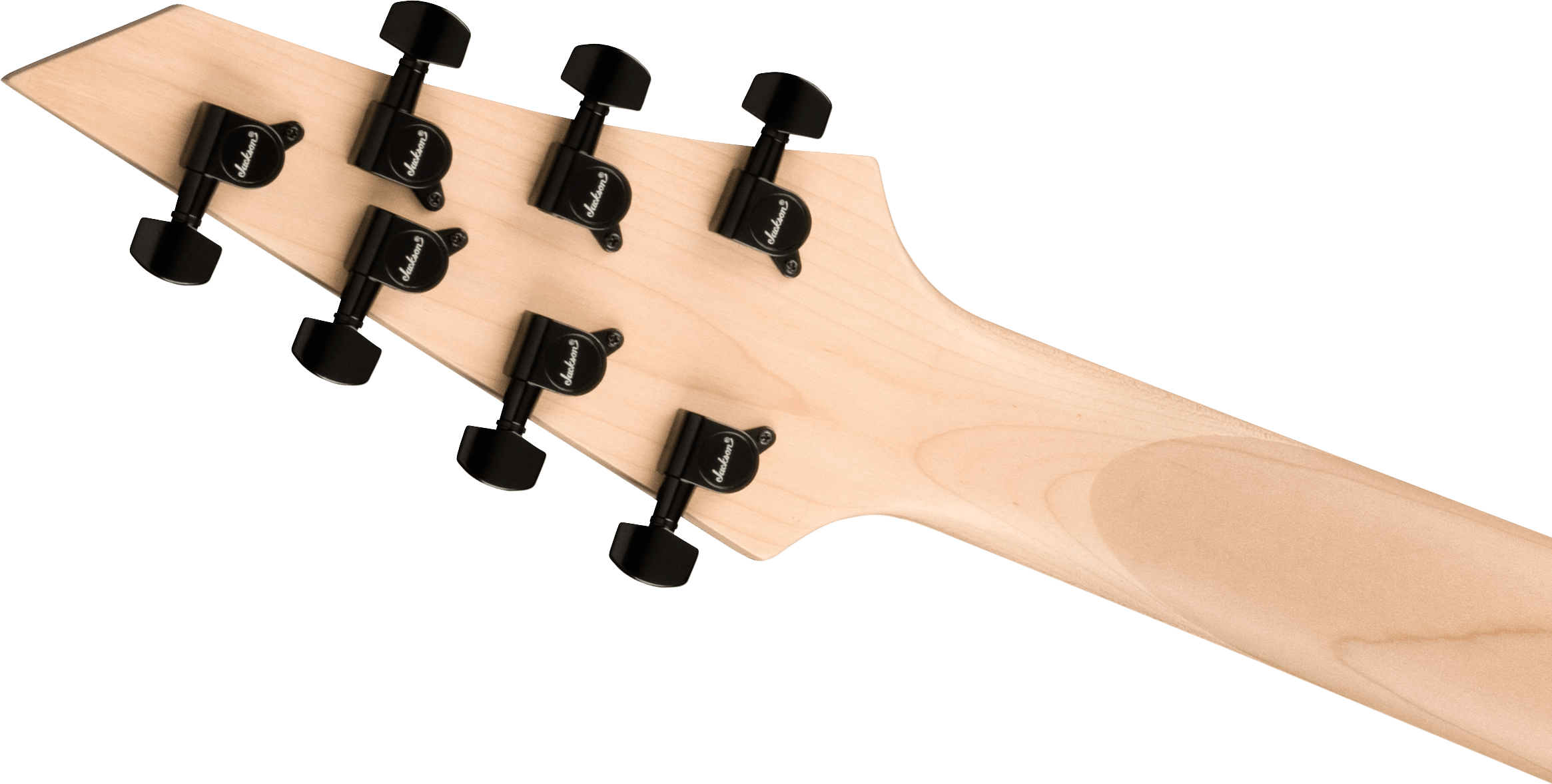 Jackson JS Series King V JS22-7 KV HT electric guitar in satin black, featuring a sleek V-shaped body and dual humbucker pickups.