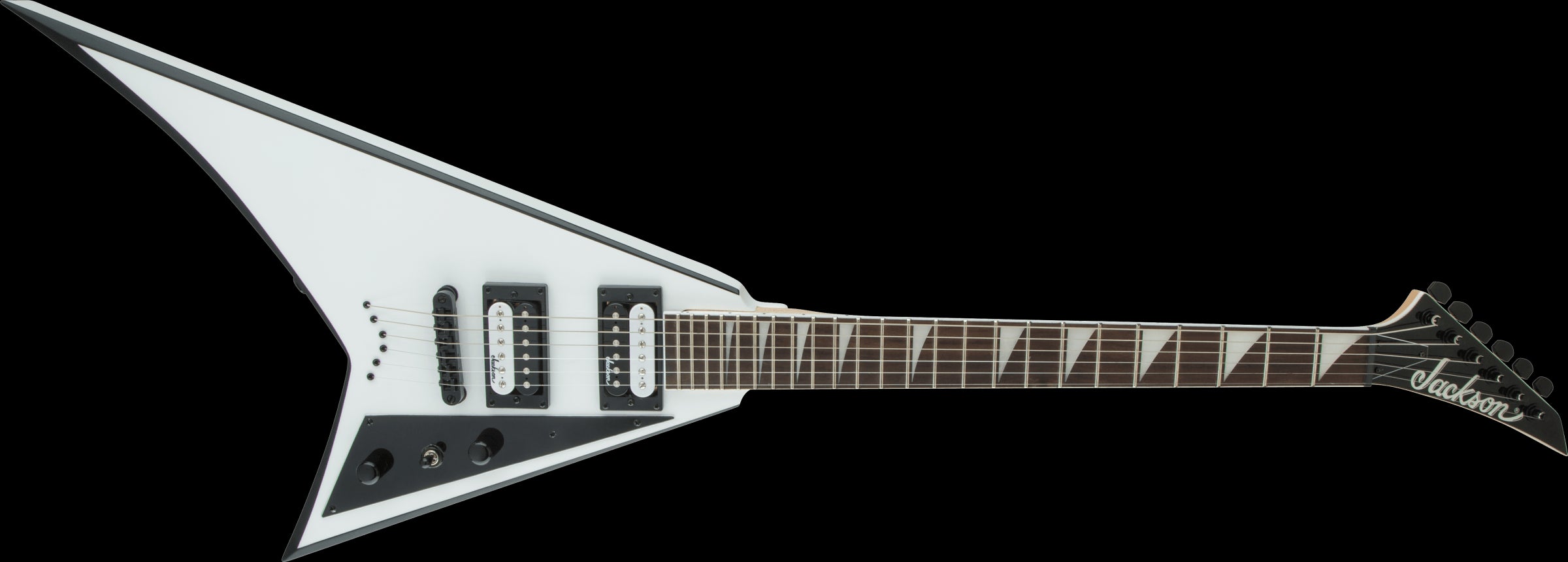 Jackson JS Series Rhoads JS32T, Amaranth Fingerboard, White with Black Bevels