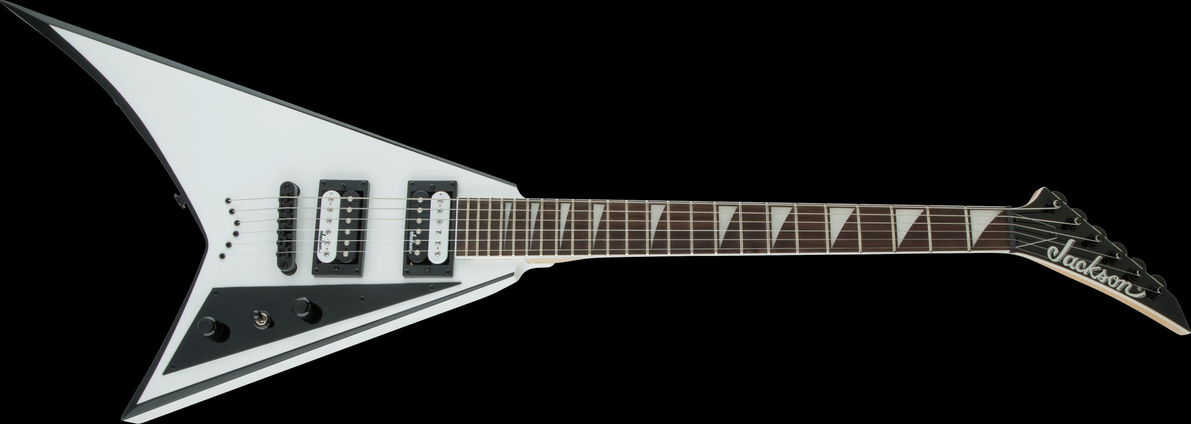 Jackson JS Series Rhoads JS32T, Amaranth Fingerboard, White with Black Bevels