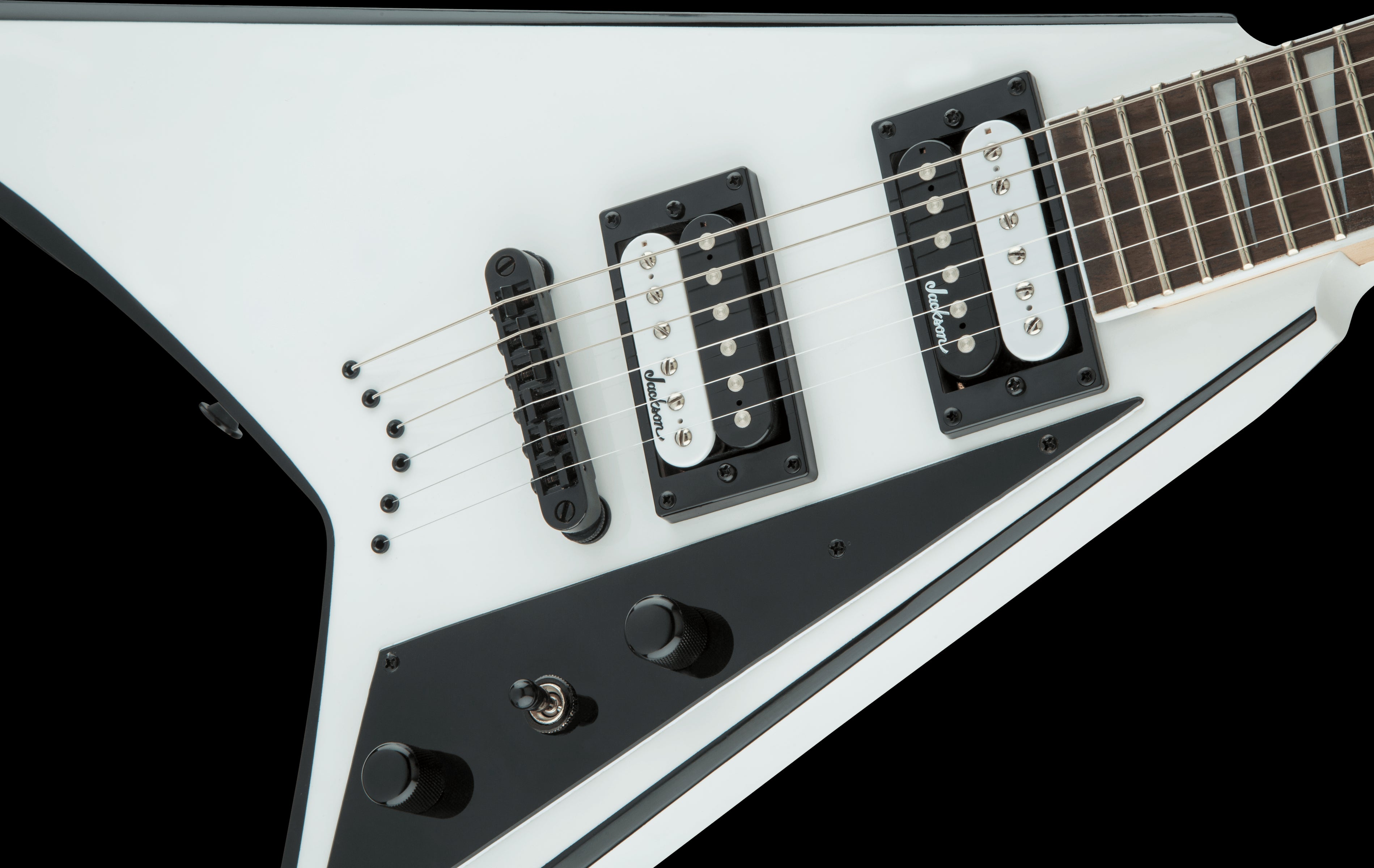 Jackson JS Series Rhoads JS32T, Amaranth Fingerboard, White with Black Bevels