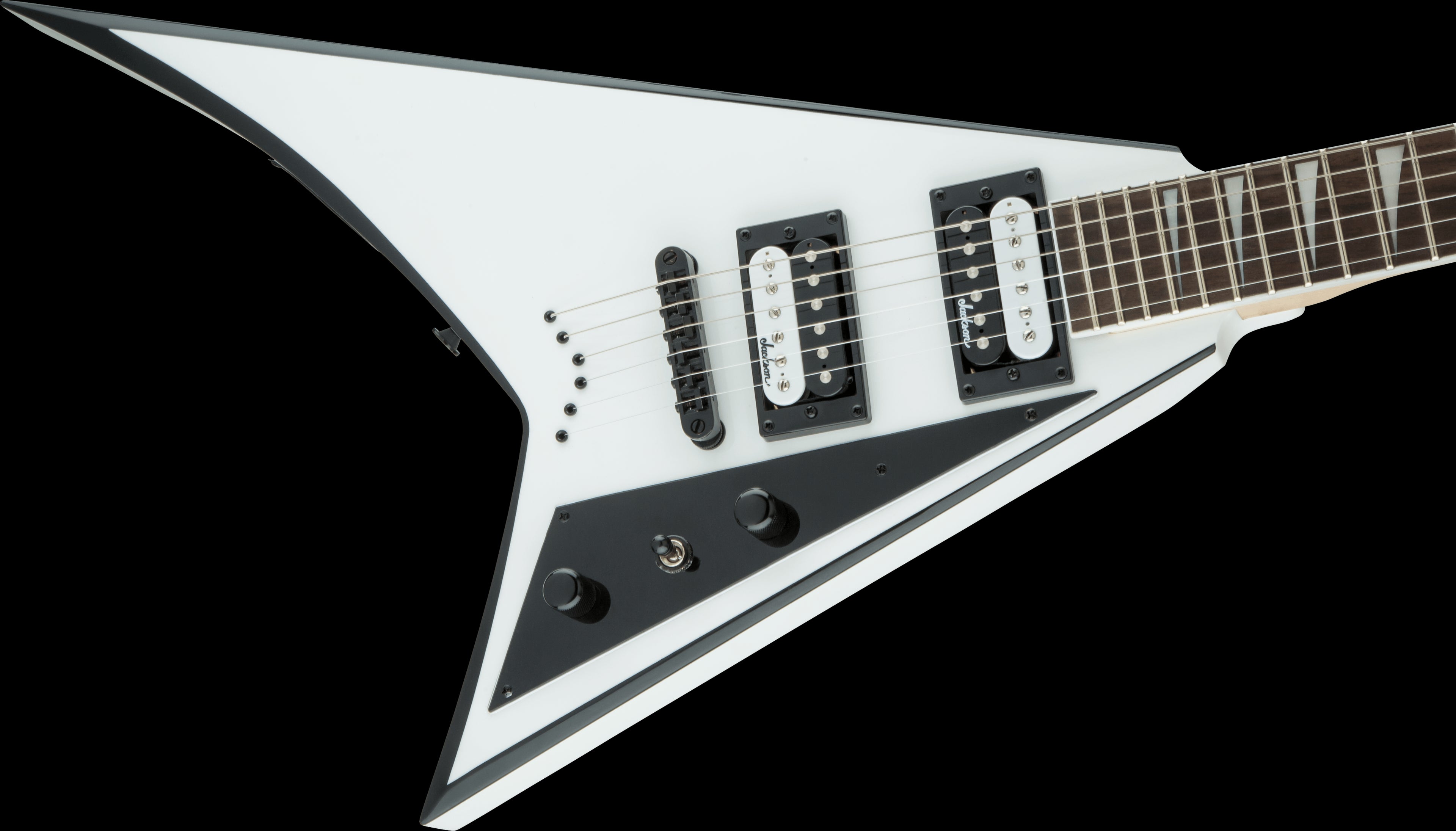 Jackson JS Series Rhoads JS32T, Amaranth Fingerboard, White with Black Bevels