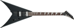 Jackson JS32T King V electric guitar with black gloss finish and amaranth fingerboard, showcasing its sleek, angular design.