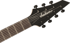 Jackson JS Rhoads JS22-7 RR HT satin black electric guitar with pointed body and dual humbucker pickups.