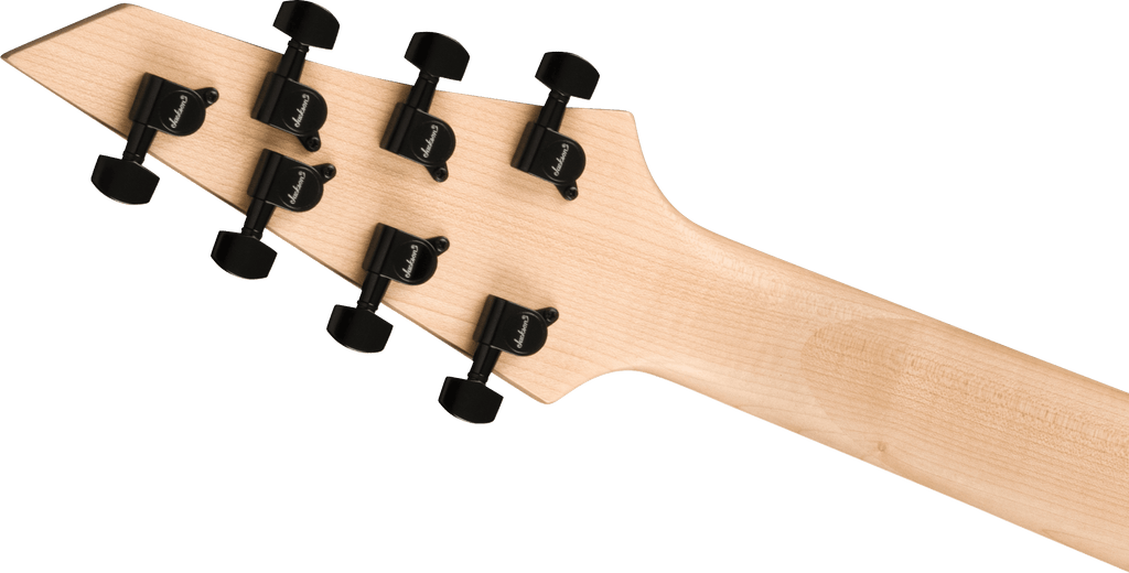 Jackson JS Rhoads JS22-7 RR HT satin black electric guitar with pointed body and dual humbucker pickups.