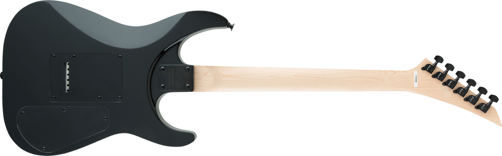 Jackson JS Dinky Arch Top JS22 DKA LH electric guitar with amaranth fingerboard and black gloss finish, shown from front view.