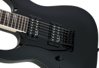 Jackson JS Dinky Arch Top JS22 DKA LH electric guitar with Amaranth fingerboard and Gloss Black finish, shown from the front.