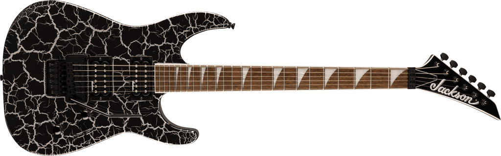 Jackson X Series Soloist SLX DX Laurel FB electric guitar in Silver Mercury Crackle finish, showcasing sleek body and modern design.