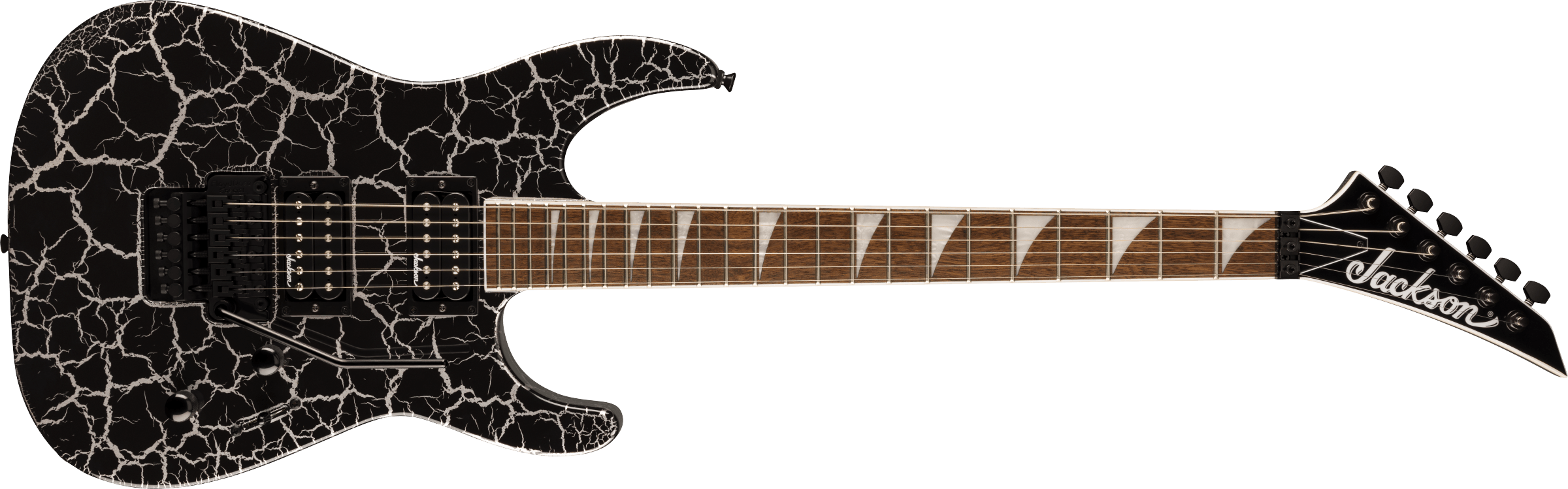 Jackson X Series Soloist SLX DX Laurel FB electric guitar in Silver Mercury Crackle finish, showcasing sleek body and modern design.