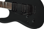 Jackson X Soloist SLX left-handed electric guitar with black finish and sleek design, featuring a solid body and modern hardware.