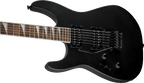Black Jackson X Soloist SLX left-handed electric guitar with sleek design and double-cutaway body, shown from front view.