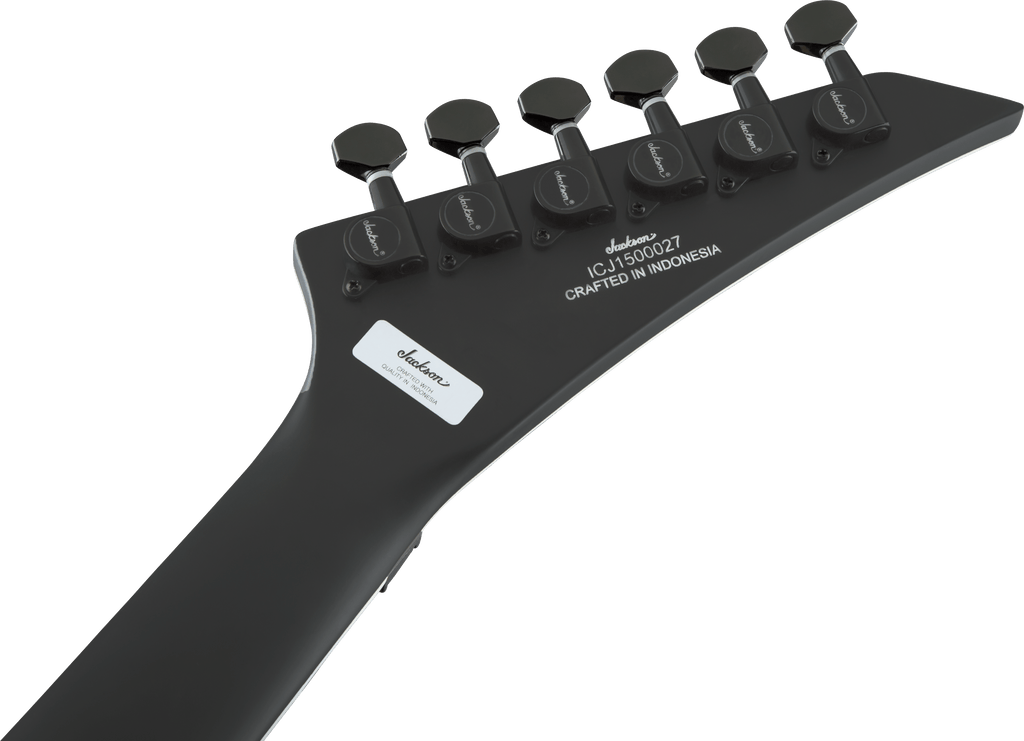 Jackson X Soloist SLX left-handed electric guitar with black finish, featuring a sleek body and modern design.