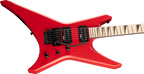 Jackson Warrior WRX24M electric guitar in Ferrari Red with maple fingerboard and sleek body, showcasing its bold design.