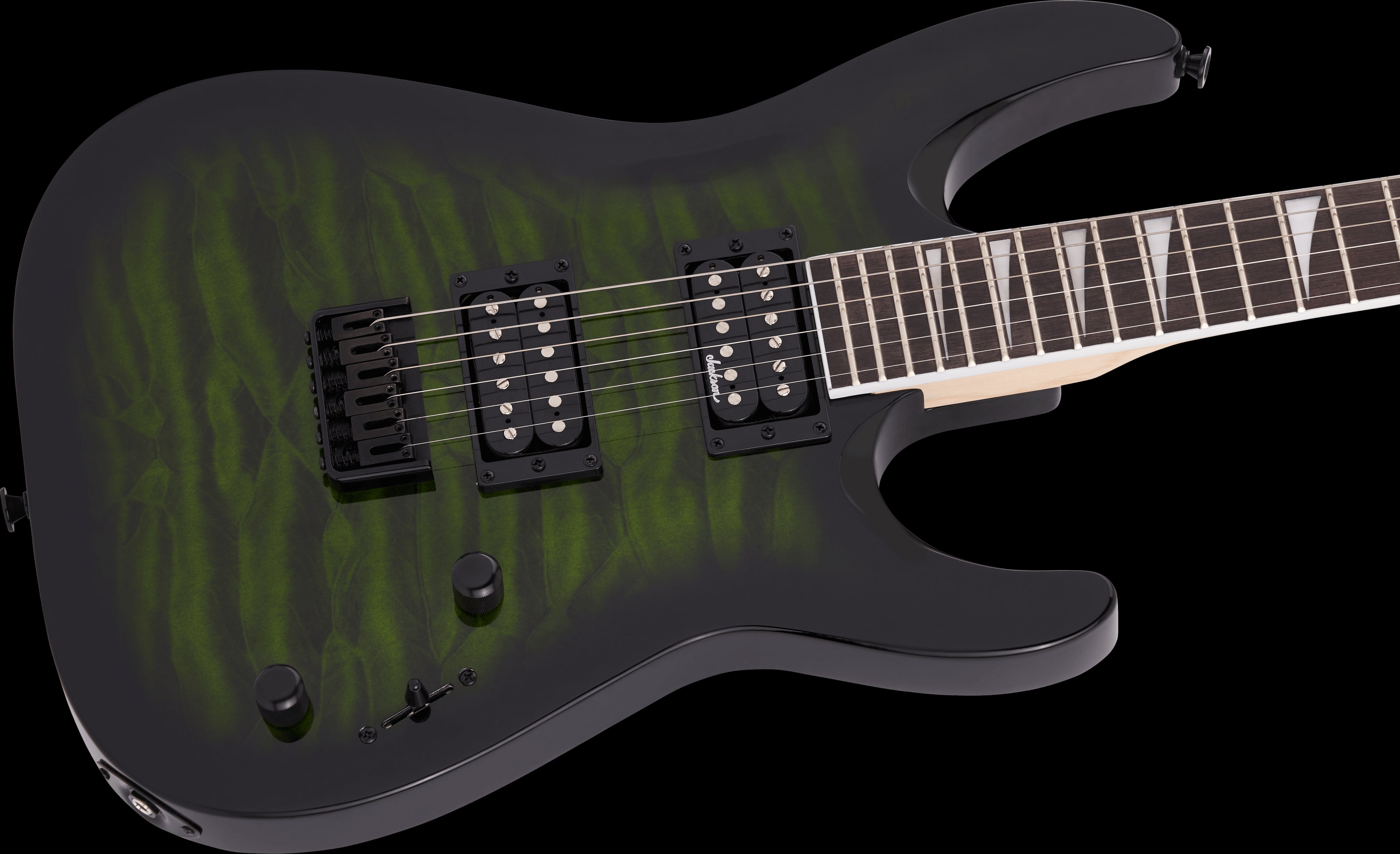 Jackson JS Series Dinky Arch Top JS32Q DKA HT Electric Guitar with Amaranth Fingerboard in Transparent Green Burst