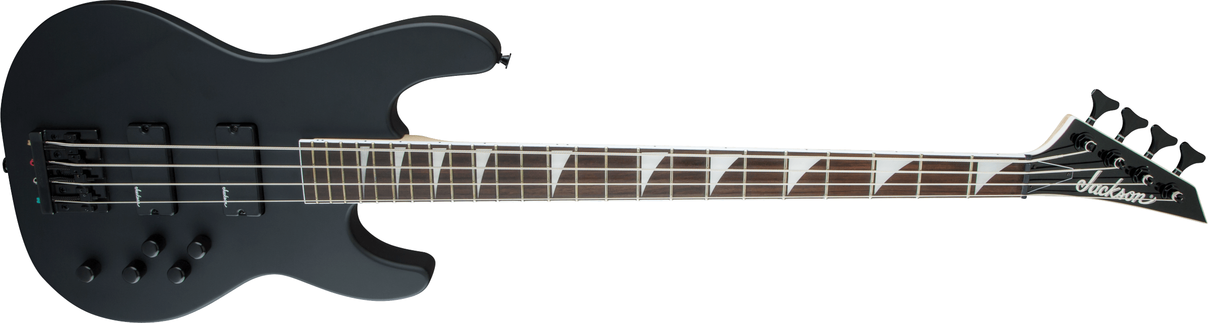 Jackson JS Concert JS3 bass guitar with satin black finish and amaranth fingerboard, showcasing the sleek instrument and hardware.