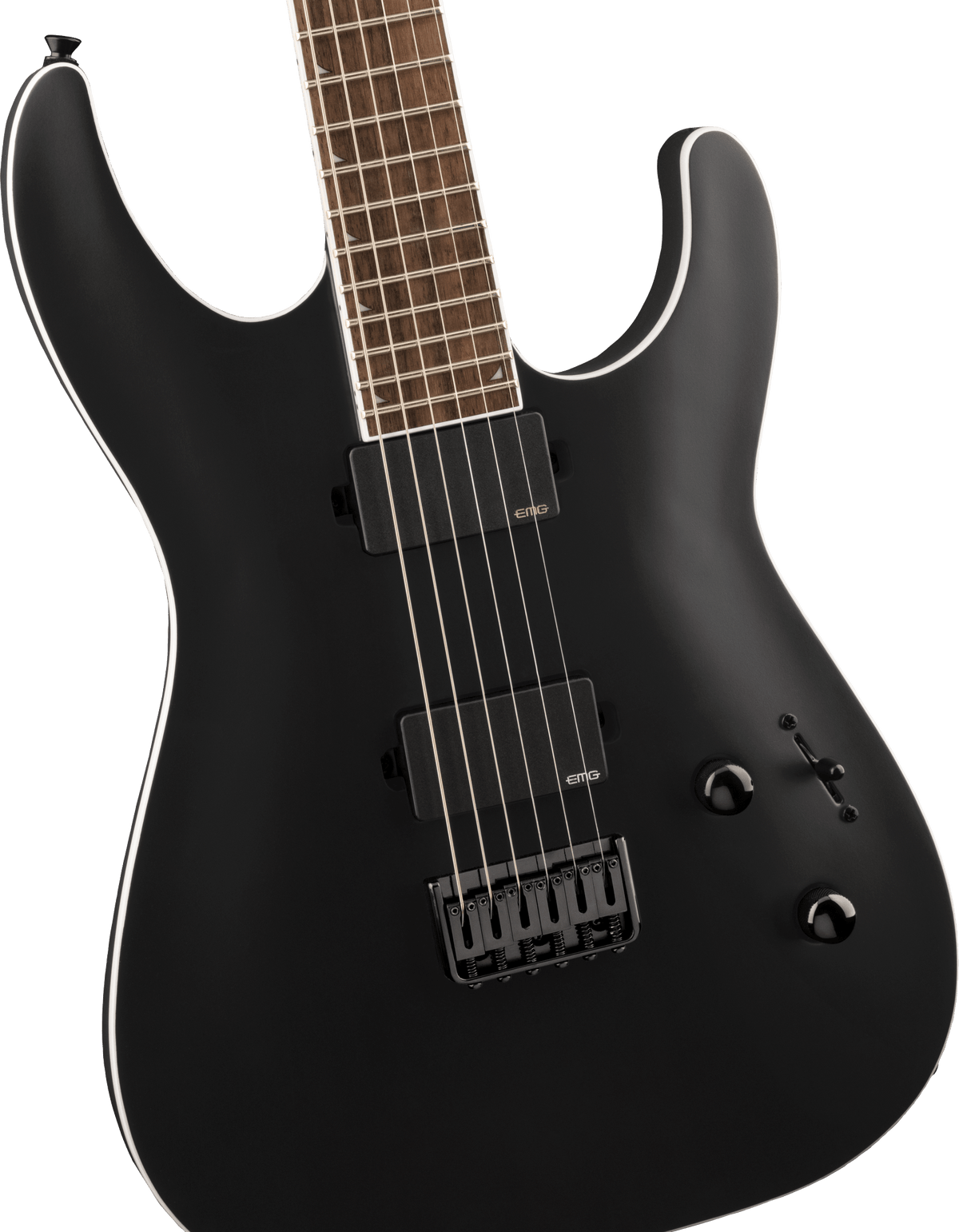 Jackson X Soloist SLA6 DX black electric guitar with a sleek body and six-string design, perfect for rock and metal playing.