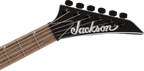 Jackson X Soloist SLA6 DX electric guitar with black finish and baritone scale, featuring sleek design and modern hardware.