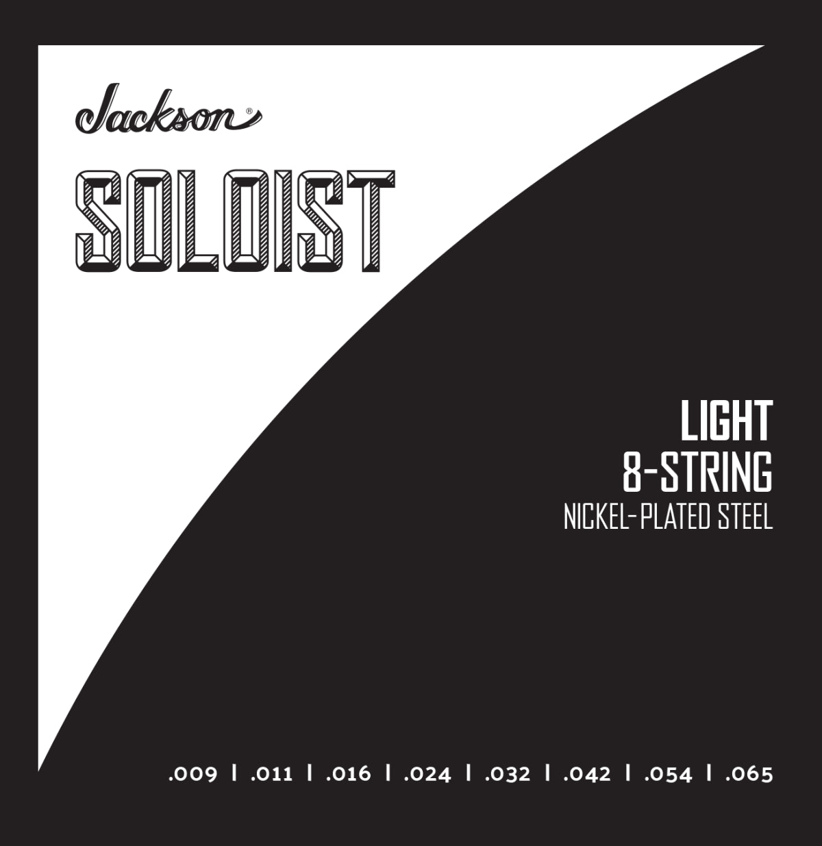 Jackson Soloist 8-string light electric guitar strings .009 to .065, featuring the brand's high-quality construction and clear winding.