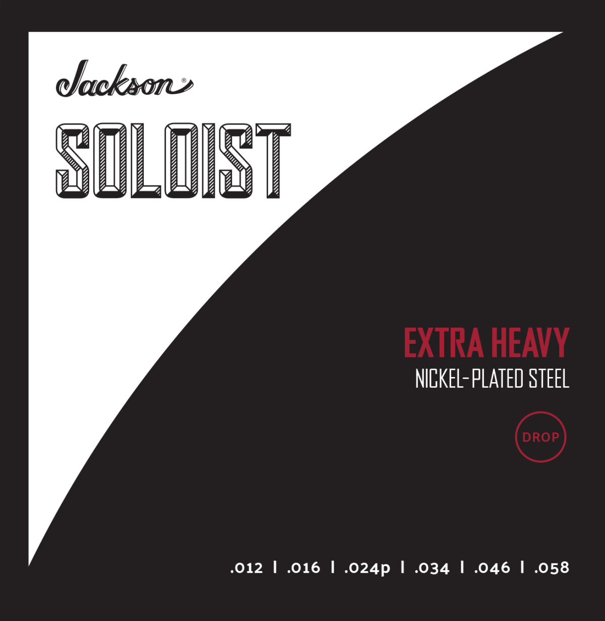 Jackson Soloist electric guitar strings Drop Extra Heavy .012 .058, coiled steel strings for electric guitars.