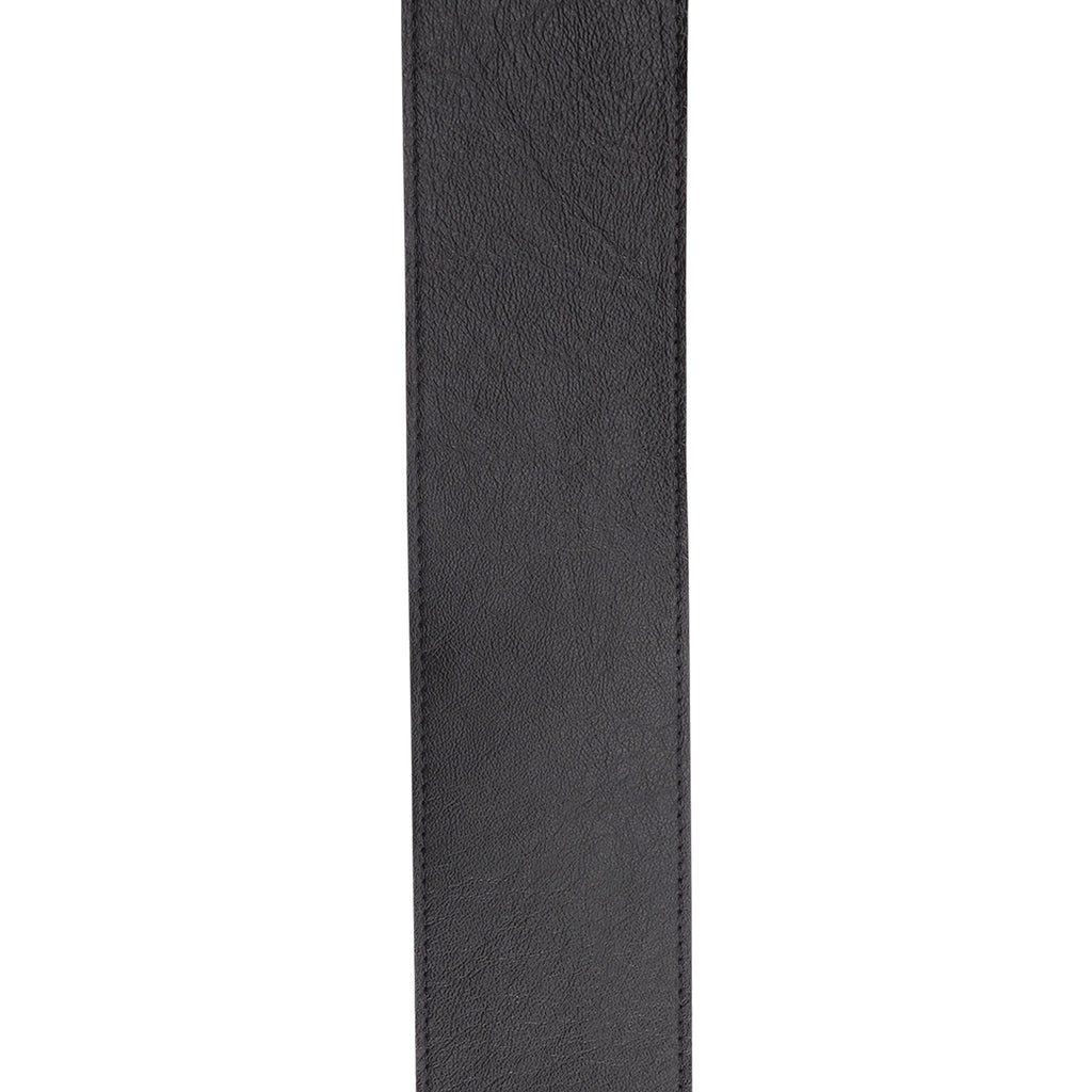 Black D'Addario Comfort Leather Auto Lock guitar strap, 3-inch wide, features leather padding and secure locking mechanism for guitars.