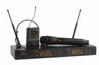 Wireless SMART Acoustic SWM360HTBP microphone with belt pack transmitter, used for professional sound and live performances.