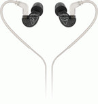 Behringer SD251CK black in-ear monitors with ear tips, designed for clear sound and comfortable fit.